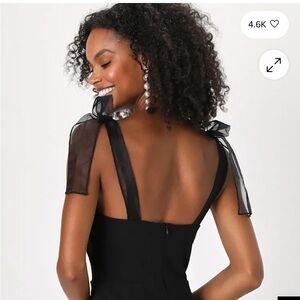 Lulu's Black Maxi Dress with Sheer Bow Straps